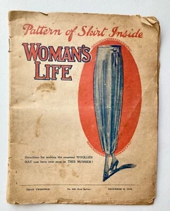 Antik Original c1919 Woman’s Life Journal Schnittmuster Rock 24” Taille - Bild 1 von 11