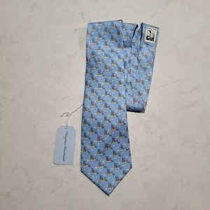 NWT HAMPTON HANDMADE Neck Tie Mens Sky Blue Beach Chair ALL Over Print Classic - Picture 1 of 8