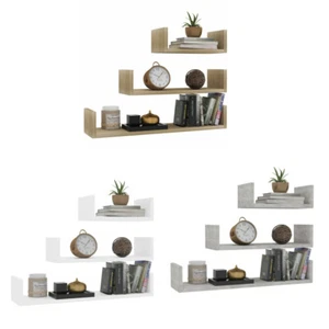 Set 3 Estantería de Pared Moderno Design Estante Madera Blanco O Gris - Imagen 1 de 10