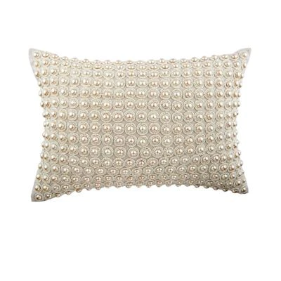 Lumbar Pillow Cover Beige Set of 2, Rectangle Cotton Modern - Sea Of Pearls - Image 1 of 3