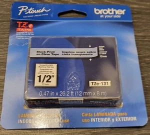 Originale OEM Brother TZe-131 P-Touch TZe 1/2" stampa nera su nastro trasparente - Foto 1 di 1