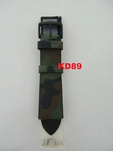 Genuine Hirsch JOHN  Leather / Rubber Strap Band GREEN 22mm Military - Picture 1 of 2