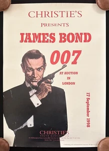 1998 Christie's James Bond 007 Auction Poster London Roger Moore Good - Picture 1 of 6