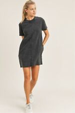 Mono B Mineral Washed Ribbed Knit Tennis Golf Pickleball Dress with Pockets