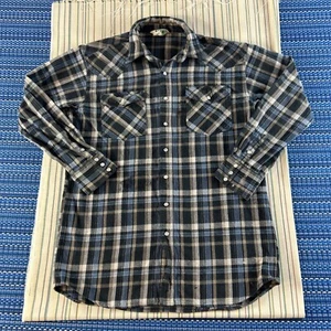 VTG Key Flannel Shirt Mens Large Plaid Pearl Snap Casual Long Sleeve Thick #8079 - Picture 1 of 9