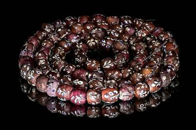 Antique Venetian African Trade White Heart Beads with Floral Design VB_0378 - Image 1 of 4