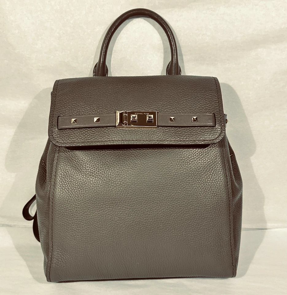 Michael Kors Addison Medium Mushroom Pebbled Leather Backpack