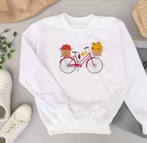 Fall Apple Harvest on my Bike Custom Embroidered Sweatshirt/Hoodie - Picture 1 of 3