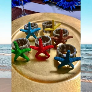 Napkin Rings Set of 6 Sea Stars Multicolor NR000036 Beach Collection - Picture 1 of 12