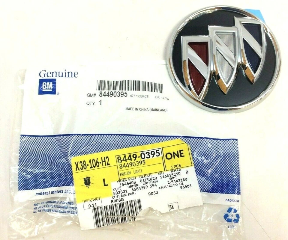 Buick Enclave 2018-2020 puerta levadiza escotilla rojo blanco azul insignia emblema Trishield OEM Foto 1 de 4