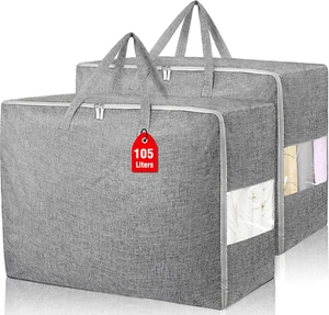 2Pack 105L Extra Large Storage Bags, Folding Moving Comforter Blanket Storage Ba - Picture 1 of 12