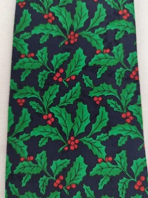 Corbata con sello de corbata corbata de Navidad saludos vacaciones fiesta de acebo vintage Foto 1 de 4