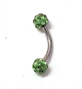 Eyebrow Rook Curve Ferido Green 5mm Gem 16 Gauge 5/16" Barbell Steel - Picture 1 of 4