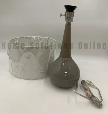 Abajur de mesa Pottery Barn Cowan Petite cerâmica madeira marfim 18" H #X1201 - Imagem 1 de 4