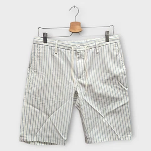 Alberto Golf Men's Shorts Jump-K Striped Slim Fit (White/Blue) - 32W - Picture 1 of 2