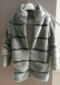 Piumino con inserti in ecopelliccia grigio perla Herno taglia 12 anni bambina - Foto 1 di 2