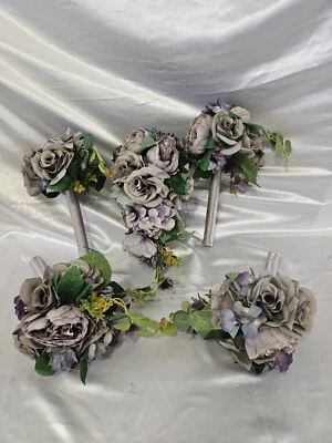 Vintage Style Wedding Set, Purple Wedding Bouquet Package, 5 Pc - Image 1 of 4