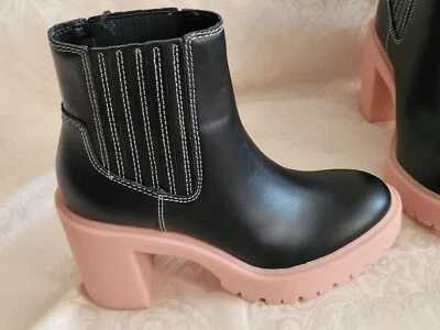 Dolce Vita Caster H2o Botín de Cuero Impermeable Negro/Rosa Para Mujer Talla 6 NUEVO Foto 1 de 4