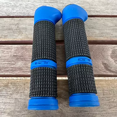 GT BMX Flangeless Bike Bicycle Handle Handlebar Rubber Grips Blue Black - Image 1 of 4