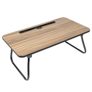 Folding Wooden Lap Tray Bed Table Metal Legs Breakfast Dinner Serving Laptop - Picture 1 of 5