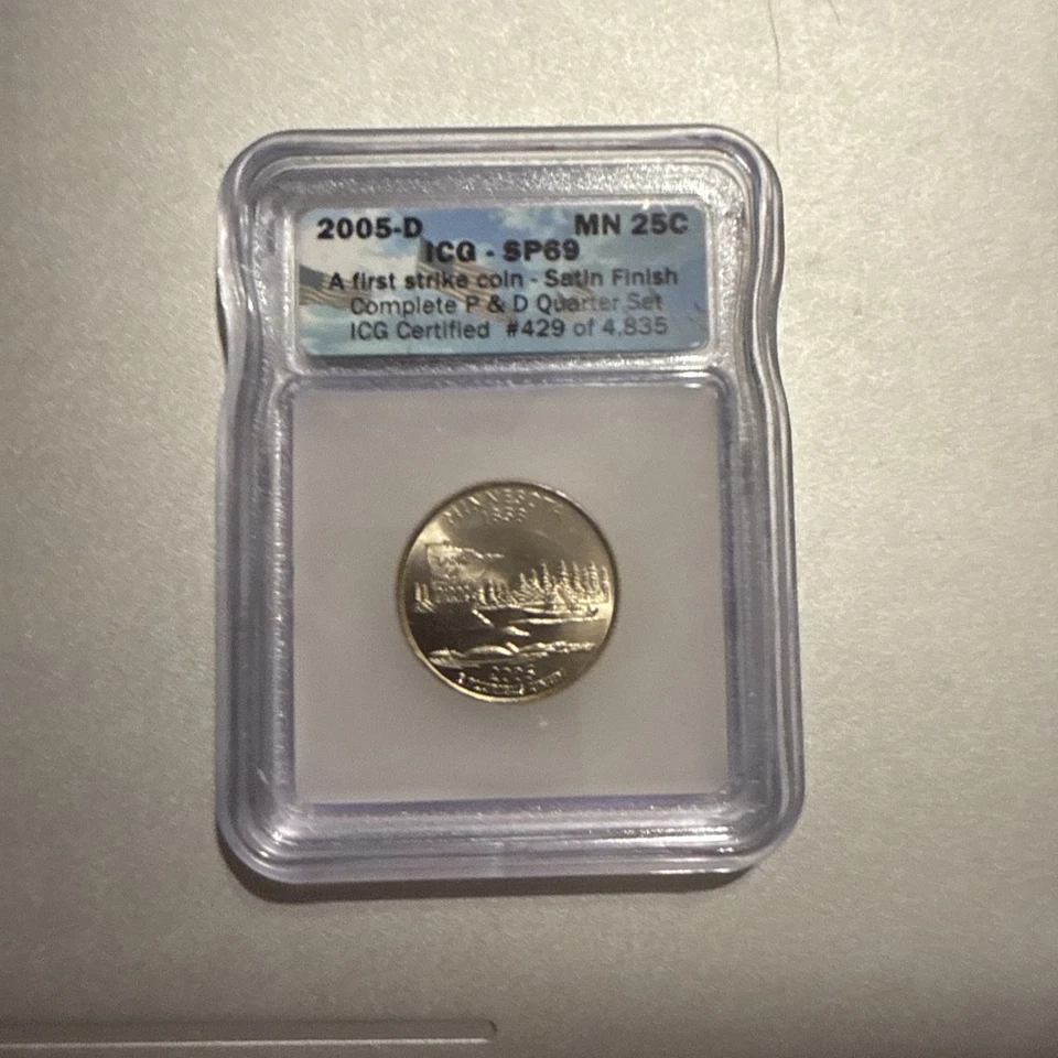 2005-D Minnesota State Quarter ICG SP-69 First Strike Satin Finish - Image 1 of 4
