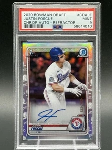 2020 Bowman Draft JUSTIN FOSCUE 1st Auto Refractor /499 PSA 9 - Picture 1 of 2