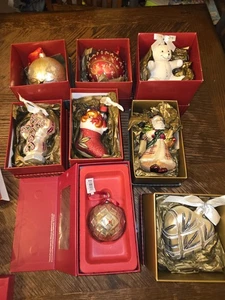 WATERFORD CRYSTAL lot Of 8 Ornaments Crystal And Hand Blown Holiday Heirlooms - Picture 1 of 10