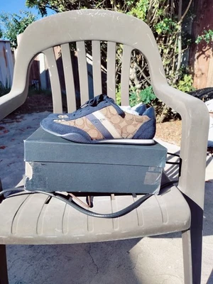 Brand New Woman's Coach Kelson Outline Sig/Suede Khaki/Midnight NVY Size 7.5 - Image 1 of 4