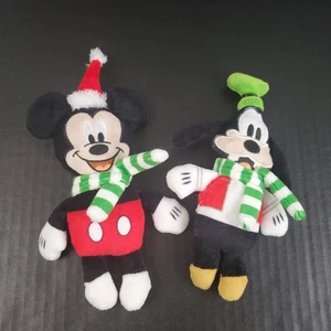 Disney Mickey Mouse & Goofy Perro Pequeño Peluche Navidad Chirrido Juguetes Lote (2) - Imagen 1 de 5