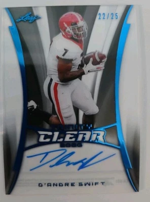 2020 Leaf Trinity Clear D'Andre Swift  BLUE On Card Auto /25 - Image 1 of 4