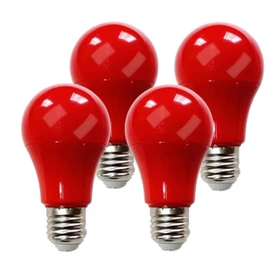 4 Pack LED Red Light Bulb 100W Equivalent A19 Color Bulbs E26 Medium - Picture 1 of 7
