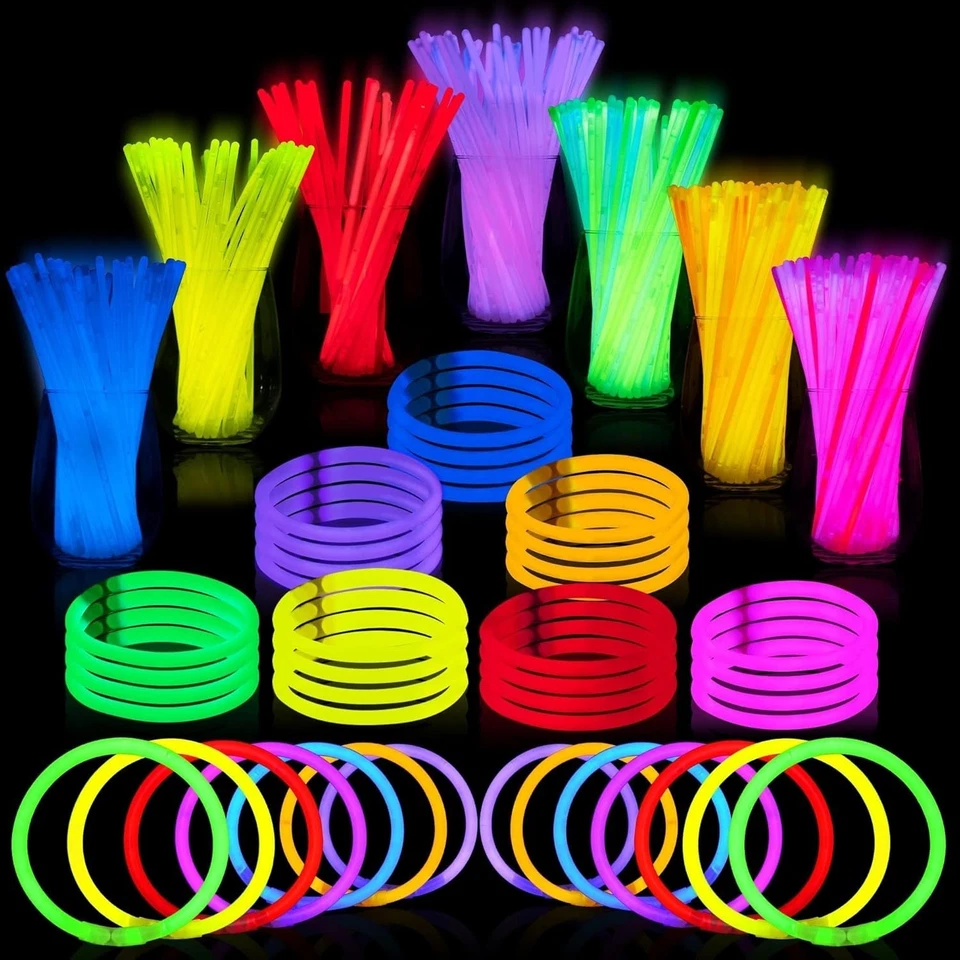 100 Pcs 8" Glowsticks, Bracelets Necklaces, Glow in the Dark Party Favors, Easte - Image 1 of 1