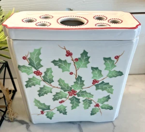 Vintage Andrea von Sadek Williamsburg Stechpalme Beere Weihnachtsvase mit Frosch ~ Rarität - Bild 1 von 10