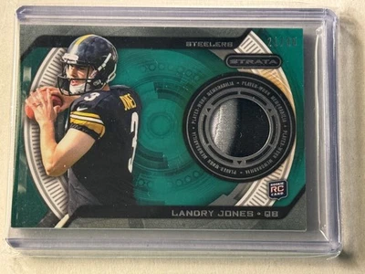 2013 Topps Strata Landry Jones Rookie Logo Patch Emerald # /35 Steelers Oklahoma - Image 1 of 2