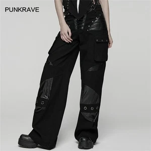 Punk Rave Women Low-Waist Wide-Leg Pants Goth Hip Hop Y2k Baggy Pants - Picture 1 of 22
