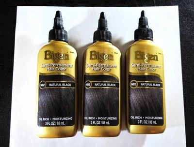 Hair Dye  Bigen Semi Permanent NB2 Natural Black 3fl Oz Per Bottle LOT OF 3 - Image 1 of 4