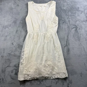 Blu Pepper weißes Natalie geblümtes transparentes Minikleid ärmellos Größe Large - Bild 1 von 6