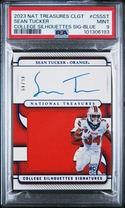 SEAN TUCKER 2023 NATIONAL TREASURES COLLEGIATE PATCH AUTO RC #D /49 PSA 9 POP 1 - Picture 1 of 2
