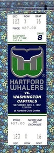 Kelly Miller G#115 Ticket Stub 11-7-1992 Capitals Whalers Kevin Hatcher G#104 - Picture 1 of 5