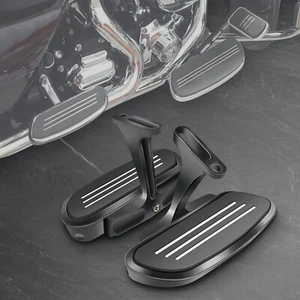 Motorcycle Passenger Floorboards - Black Streamline Footboards With Mount Bra... - Picture 1 of 6
