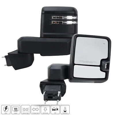 Pair Black Towing Mirror For Chevy Silverado 2500 19-23 Power Heated+BSM+Signal - Image 1 of 4
