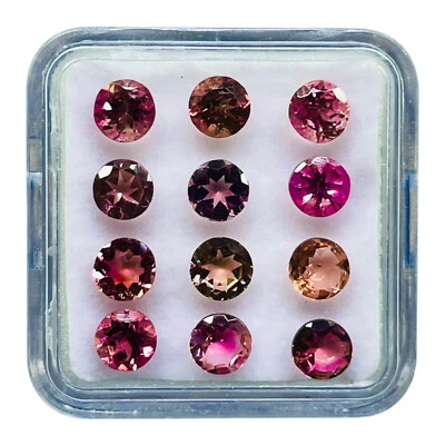 12 Stück Natürlich Rubellit Turmalin 4.8mm Rund Schliff Lose Edelsteine Lot 5.00 - Bild 1 von 4