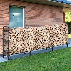 12ft Long Metal Wood Log Store Outdoor Garden Firewood Stacking Storage Stand - Picture 1 of 12