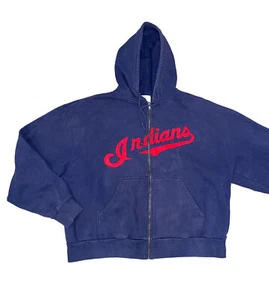 Sudadera con capucha Majestic Cleveland Indians azul marino para hombre L - Imagen 1 de 3