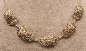Halskette Collier Silber 800 altes trachtiges Meisterwerk florale Glieder - Bild 1 von 5