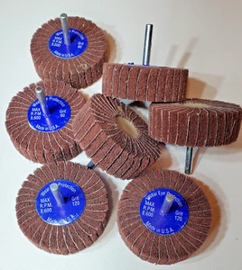 7pc 1/4" Shank Interleaf FLAP WHEEL Made in USA 1" x 3" sanding polishing Wheels - Picture 1 of 1