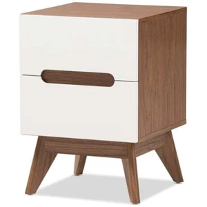 Baxton Studio Calypso Mid-Century Modern White and Walnut Wood 3-Drawer - Picture 1 of 8