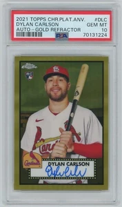 Dylan Carlson (PSA 10) 2021 Topps Chrome Platinum Anniversary Gold AUTO - Bild 1 von 3