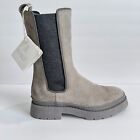 Brunello Cucinelli Elastic Panel Ankle Boots Size IT 40 US 10 Grey Suede Leather
