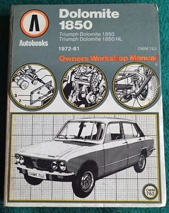 Autobooks Triumph Dolomites 1850 1850 HL Owners Manual, Covers From 1972 To 1980 - Picture 1 of 10